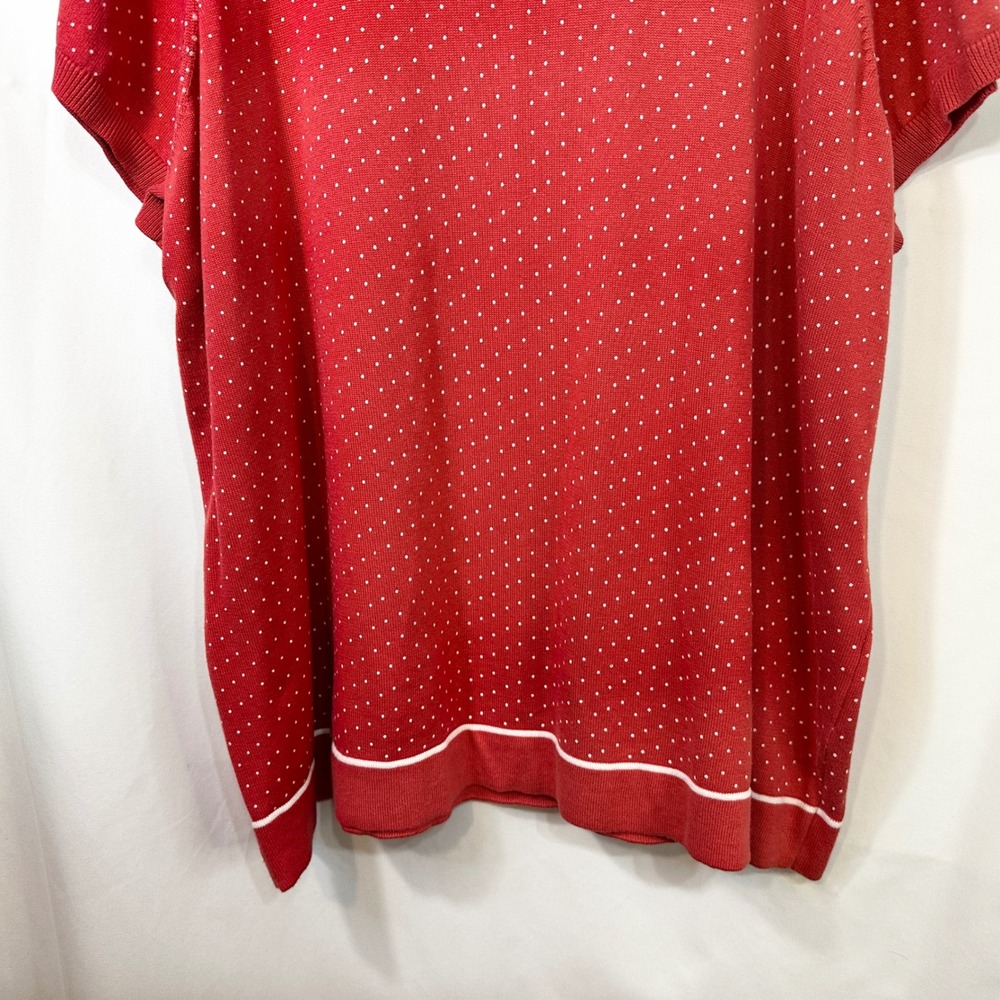 WoWoman Within Plus Size 3X Top Red White Polka Dot Cotton Short Sleeve 1833 - Picture 4 of 7